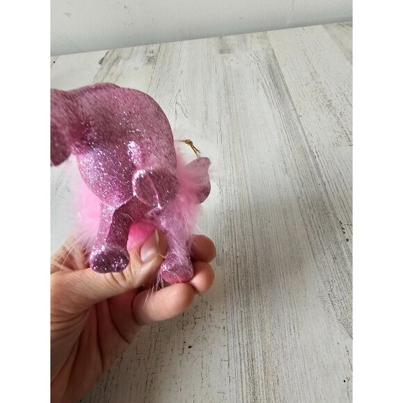 Glitter feather pink elephant ornament sparkle Xmas tree - Picture 8 of 8